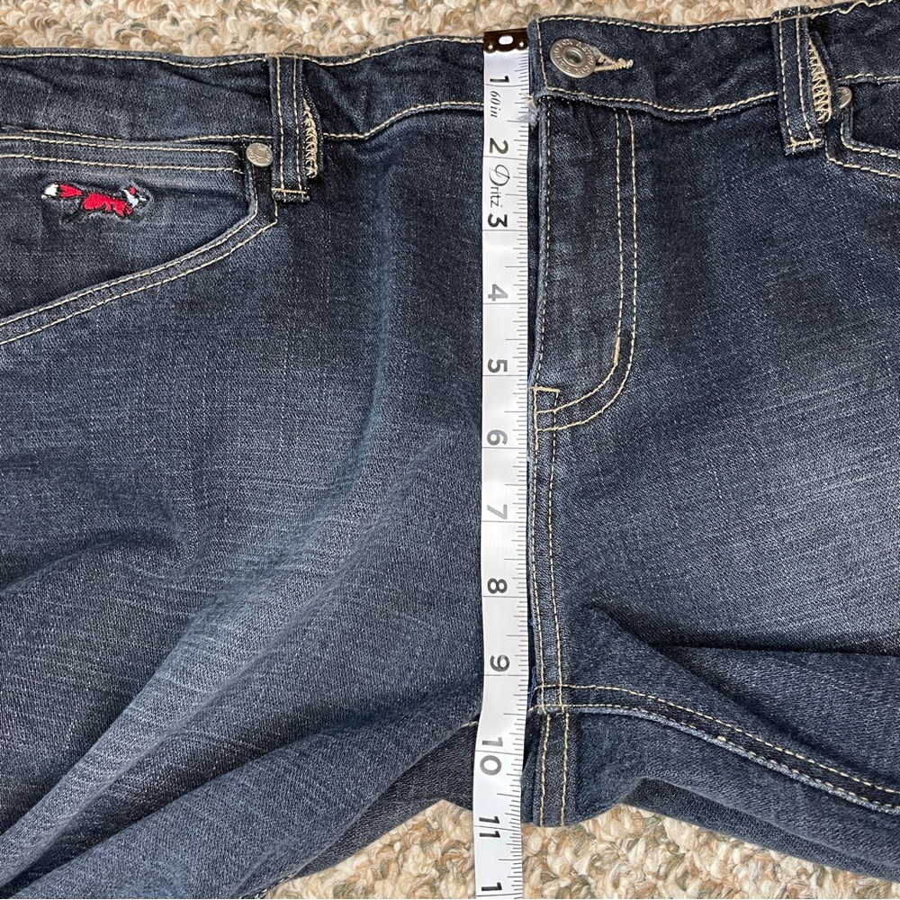 Vintage Retro Fox Low Rise Boot Cut Jeans - Dark Wash Blue - Picture 13 of 16